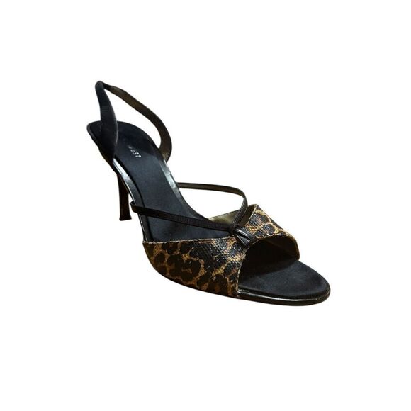 Nine West Leopard Print Strappy Open Toe Pumps women's Size 9.5 Good Condition - Picture 4 of 11